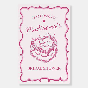 Pink Coquette Cherry Cake Bridal Shower Welcome Foam Board