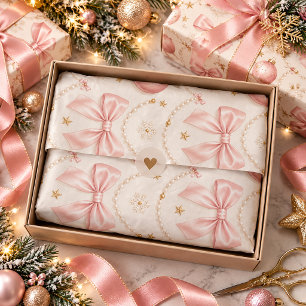 Pink Coquette Christmas Bows & Pearls Tissue Paper