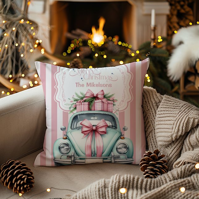 Pink Coquette Christmas Throw Pillow (Creator Uploaded)