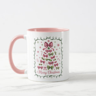 Pink Coquette Christmas Tree Girly Trendy Xmas Mug