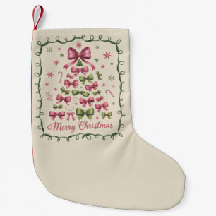 Pink Coquette Christmas Tree Girly Trendy Xmas Small Christmas Stocking