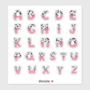 Pink Coquette Cow Print Alphabet Cowgirl Letters Sticker