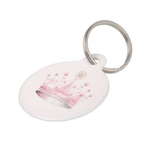 pink coquette crown pet ID tag