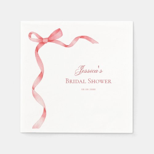 Pink Coquette French Ribbon Bow Bridal Shower Napkins