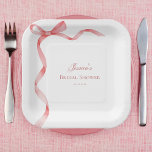 Pink Coquette French Ribbon Bow Bridal Shower Paper Plates<br><div class="desc">These pretty paper plates,  featuring pink ribbon and custom text would make a great addition to your bridal shower celebration. Easily add your own details by clicking on the "personalize" option.</div>