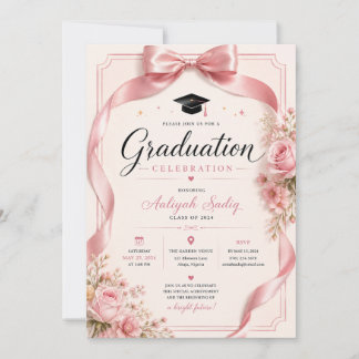 Pink Coquette Graduation Invitation