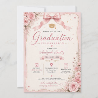 Pink Coquette Graduation Invitation Suite
