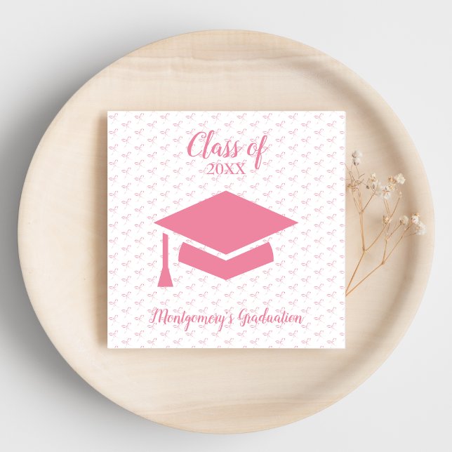 Pink Coquette Graduation Personalized Napkin (Creator Uploaded)