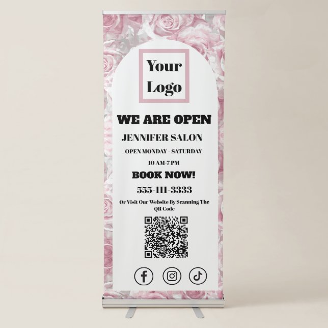 Pink Coquette Grand Opening  Retractable Banner (Front)