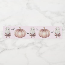 Pink Coquette Halloween Ghost Bottle Label