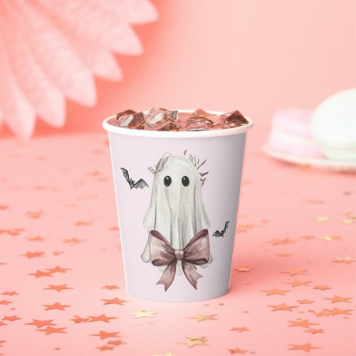 Pink Coquette Halloween Ghost Paper Cup