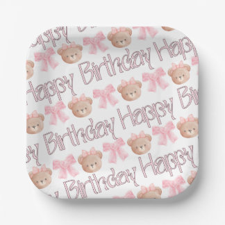 Pink Coquette Happy Birthday Paper Plates