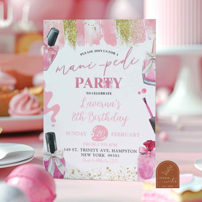 Pink Coquette Mani-Pedi Spa Make Up Birthday Party Invitation (Creator Uploaded)
