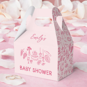 Pink coquette modern hand drawn baby shower favor boxes