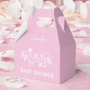 Pink coquette modern hand drawn baby shower favor boxes