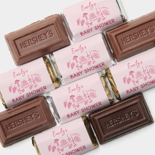 Pink coquette modern hand drawn baby shower hershey's miniatures (Assorted)