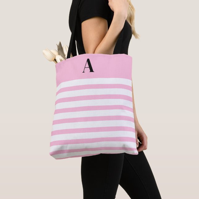 Pink Coquette Monogram (A) Tote Bag (Close Up)