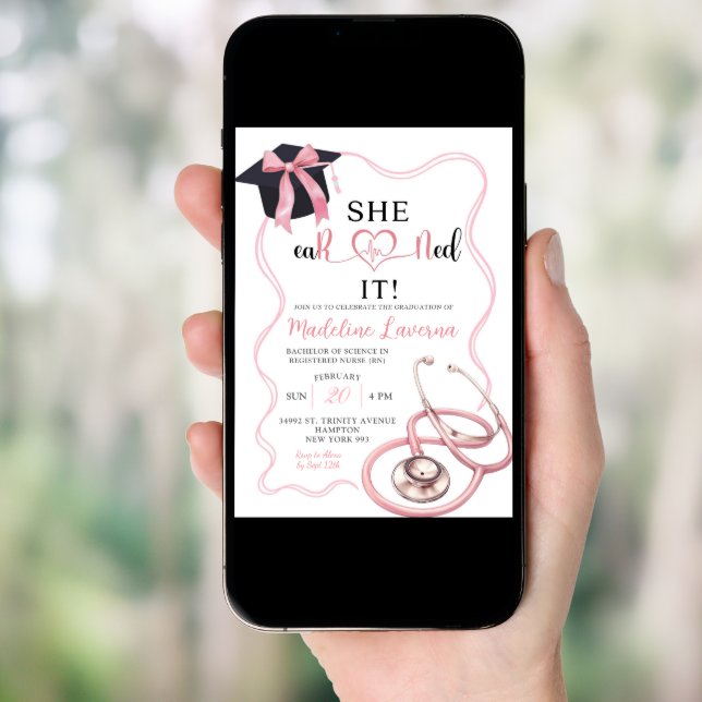 Pink Coquette Nurse Graduation Invitation (Front Digital)