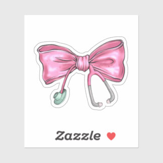 Pink Coquette Nurse Stethoscope Bow Sticker