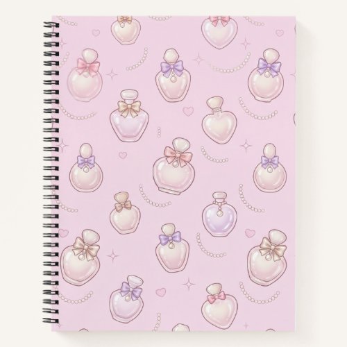 Pink Coquette Perfume Bottles &amp; Bows Cute Girly  Notebook