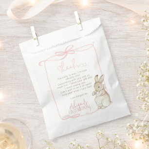Pink Coquette Peter the Rabbit 1st First Birthday Favor Bag