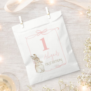 Pink Coquette Peter the Rabbit 1st First Birthday Favor Bag