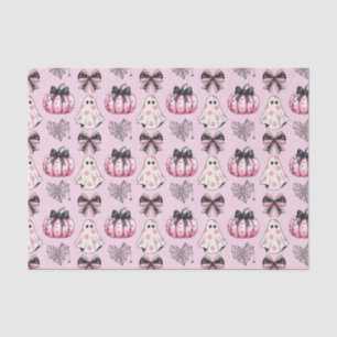Pink Coquette Pumpkin Ghosts Halloween Pattern Tissue Paper