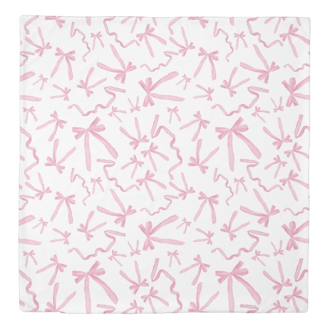 Pink Coquette Ribbon Pattern for Girl's room Duvet Cover (Front)