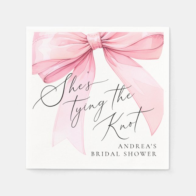 Pink Coquette She's Tying the Knot Bridal Shower Napkins (Front)