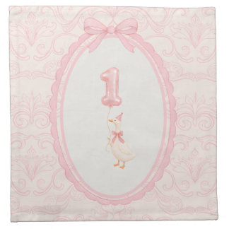 Pink Coquette Silly Goose 1st Birthday  Cloth Napkin