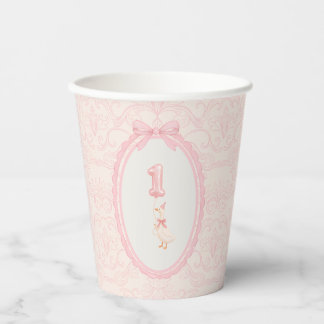 Pink Coquette Silly Goose 1st Birthday  Paper Cups