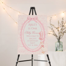 Pink Coquette Silly Goose 1st Birthday WelcomeSign