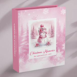 Pink Coquette Snowman Christmas Memory Scrapbook 3 Ring Binder