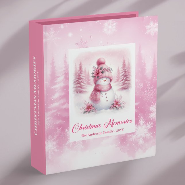 Pink Coquette Snowman Christmas Memory Scrapbook  3 Ring Binder (Pink Coquette Snowman Christmas Memory Scrapbook Binder)