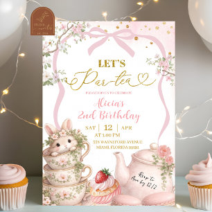 Pink Coquette Spring Bunny Tea Par Tea Birthday Invitation