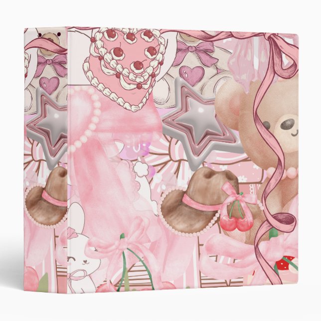 Pink Coquette Stickers Designed  3 Ring Binder (Front/Spine)