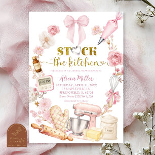 Pink Coquette Stock the Kitchen Bridal Shower Invitation