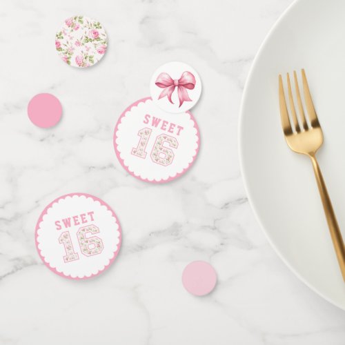 Pink Coquette Sweet 16 University Confetti