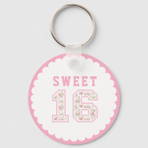 Pink Coquette Sweet 16 University Keychain