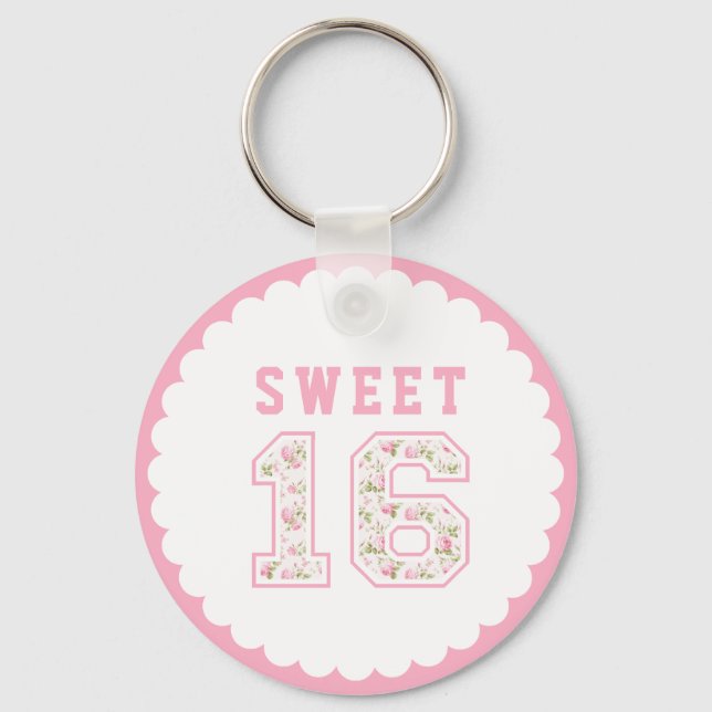 Pink Coquette Sweet 16 University Keychain (Front)