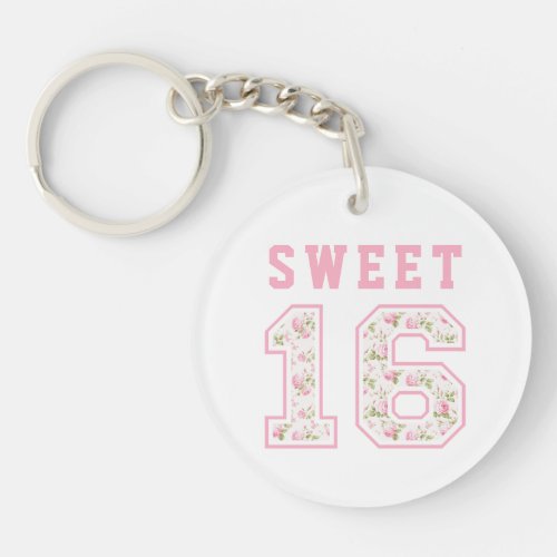 Pink Coquette Sweet 16 University Keychain