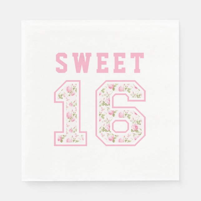 Pink Coquette Sweet 16 University Napkins (Front)