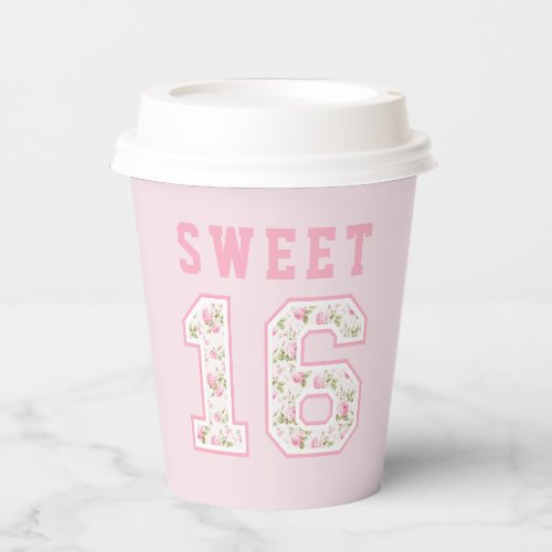 Pink Coquette Sweet 16 University Paper Cups