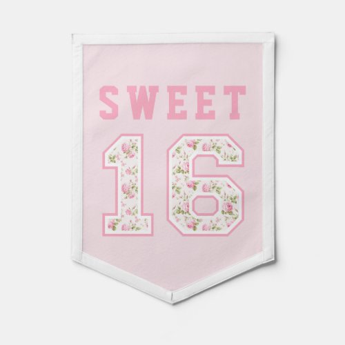 Pink Coquette Sweet 16 University Pennant