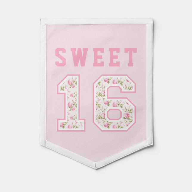 Pink Coquette Sweet 16 University Pennant (Front)
