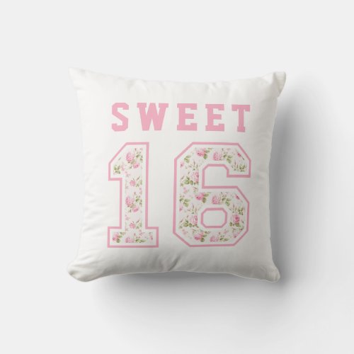 Pink Coquette Sweet 16 University Throw Pillow