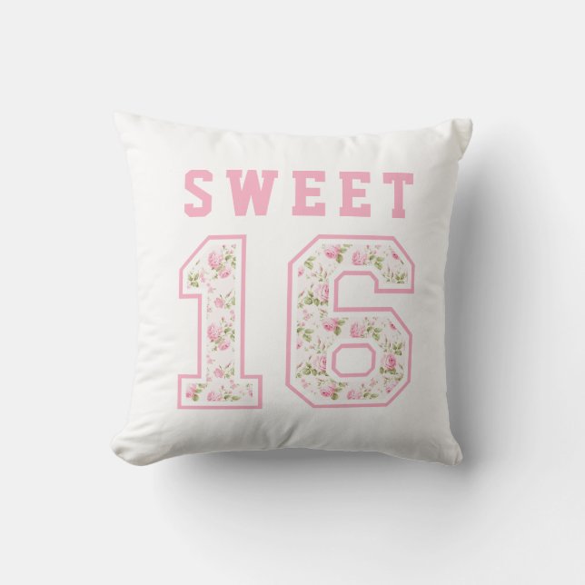 Pink Coquette Sweet 16 University Throw Pillow (Front)