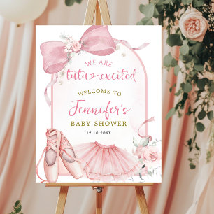 Pink Coquette Tutu Excited Ballerina Baby Shower Poster