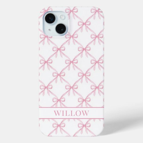 Pink Coquette Watercolor Bows iPhone 15 Plus Case