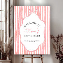 Pink Coquette Whimsical Ribbon Bow Baby Shower